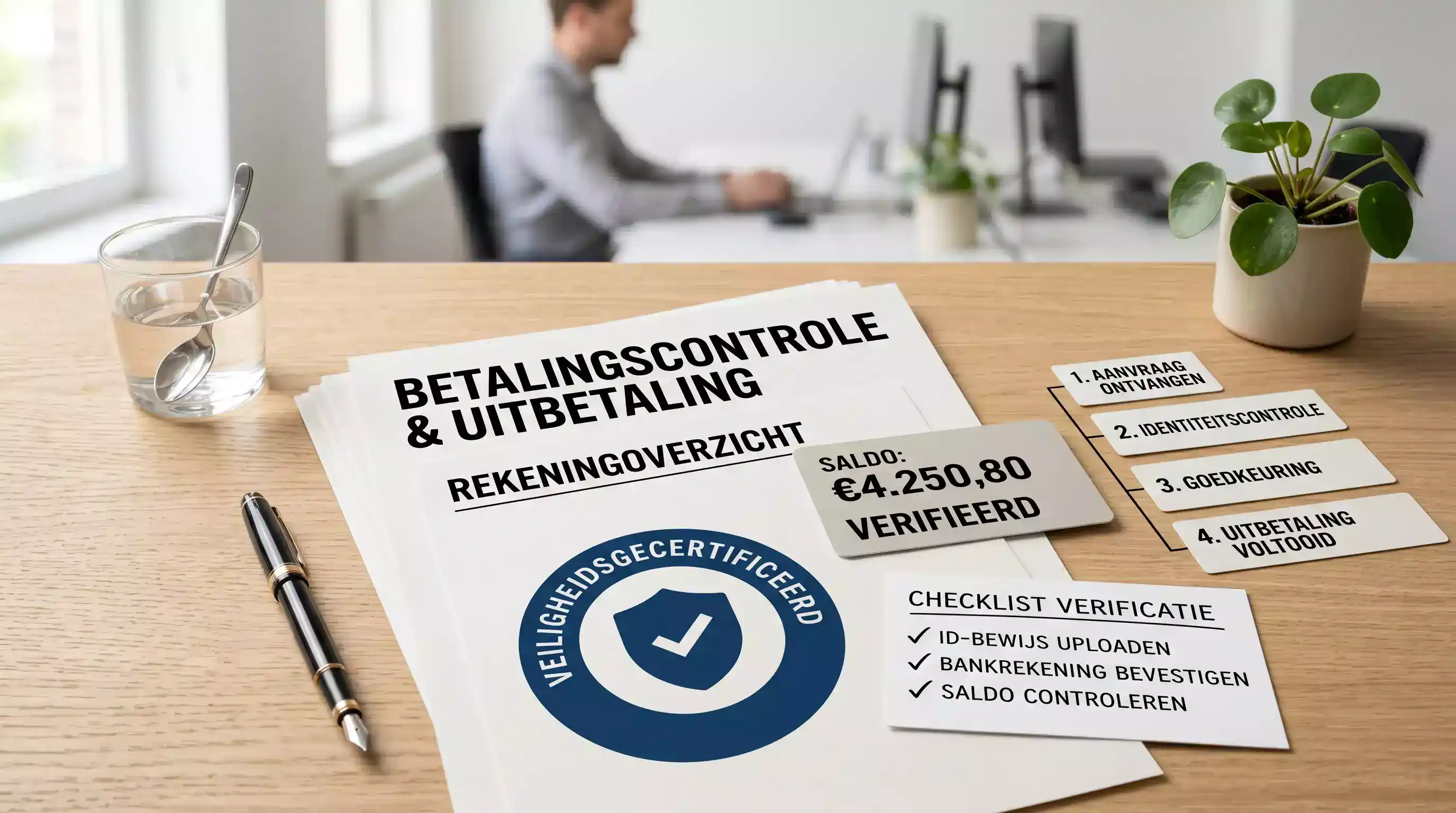 Rustige illustratie van saldo, voorwaarden en documentcontrole
