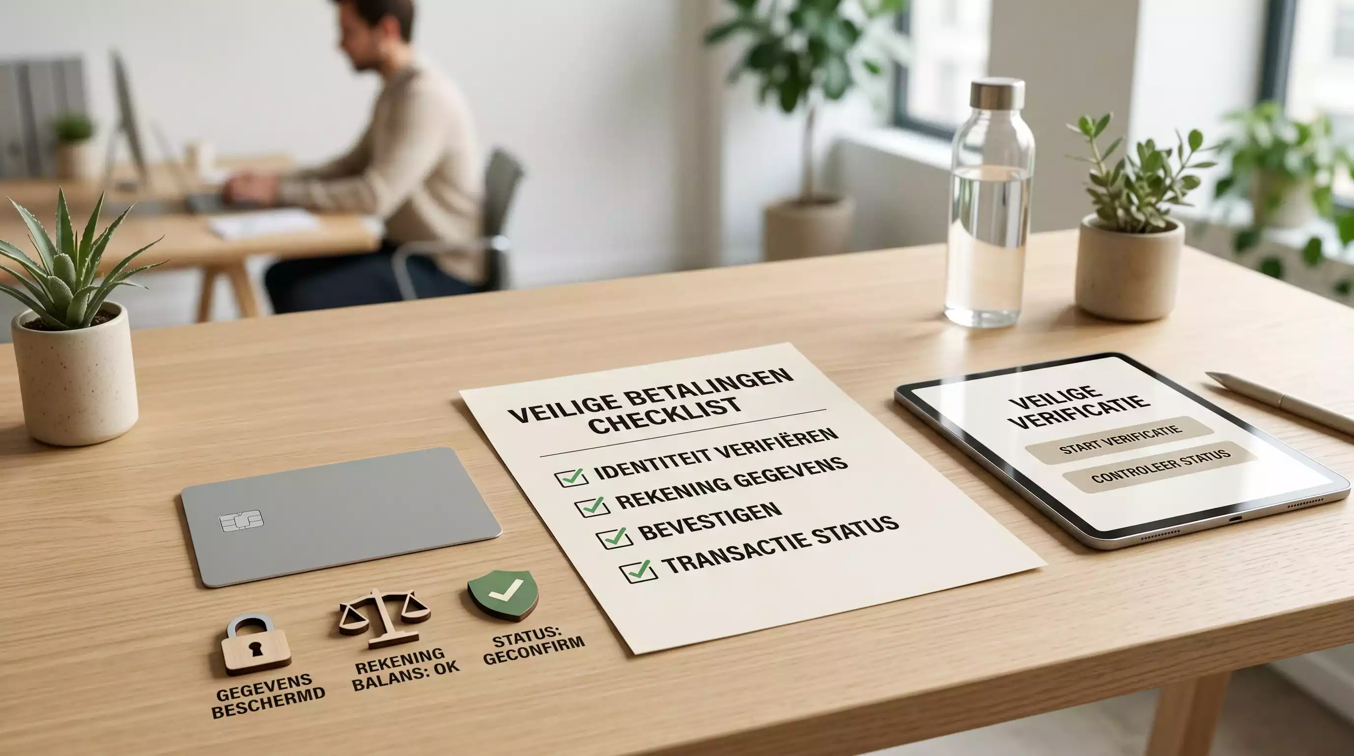 Overzicht van geld, account en gegevens als controlepunten
